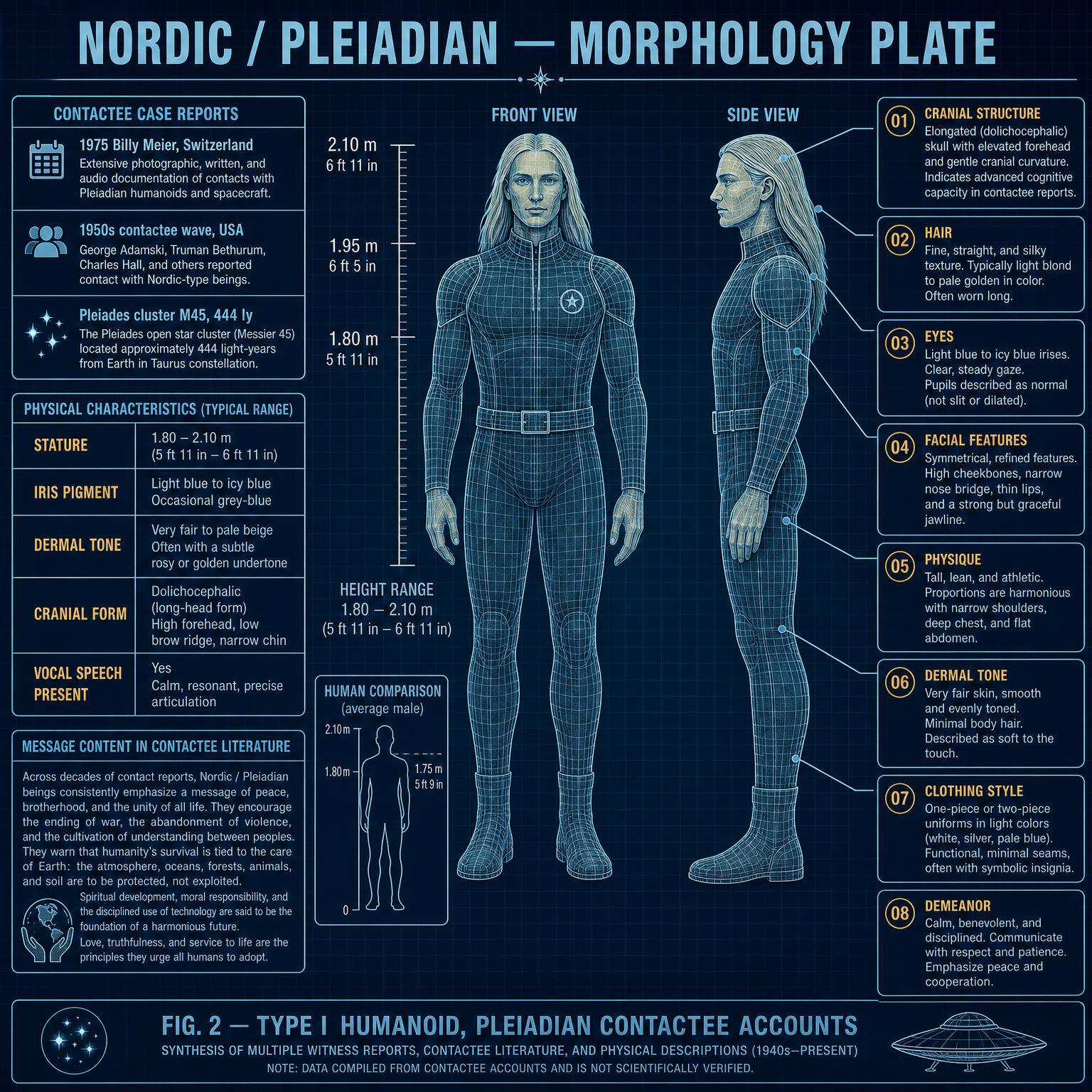 北歐人（Nordics / Pleiadians）教學圖解：外型比例與特徵標註