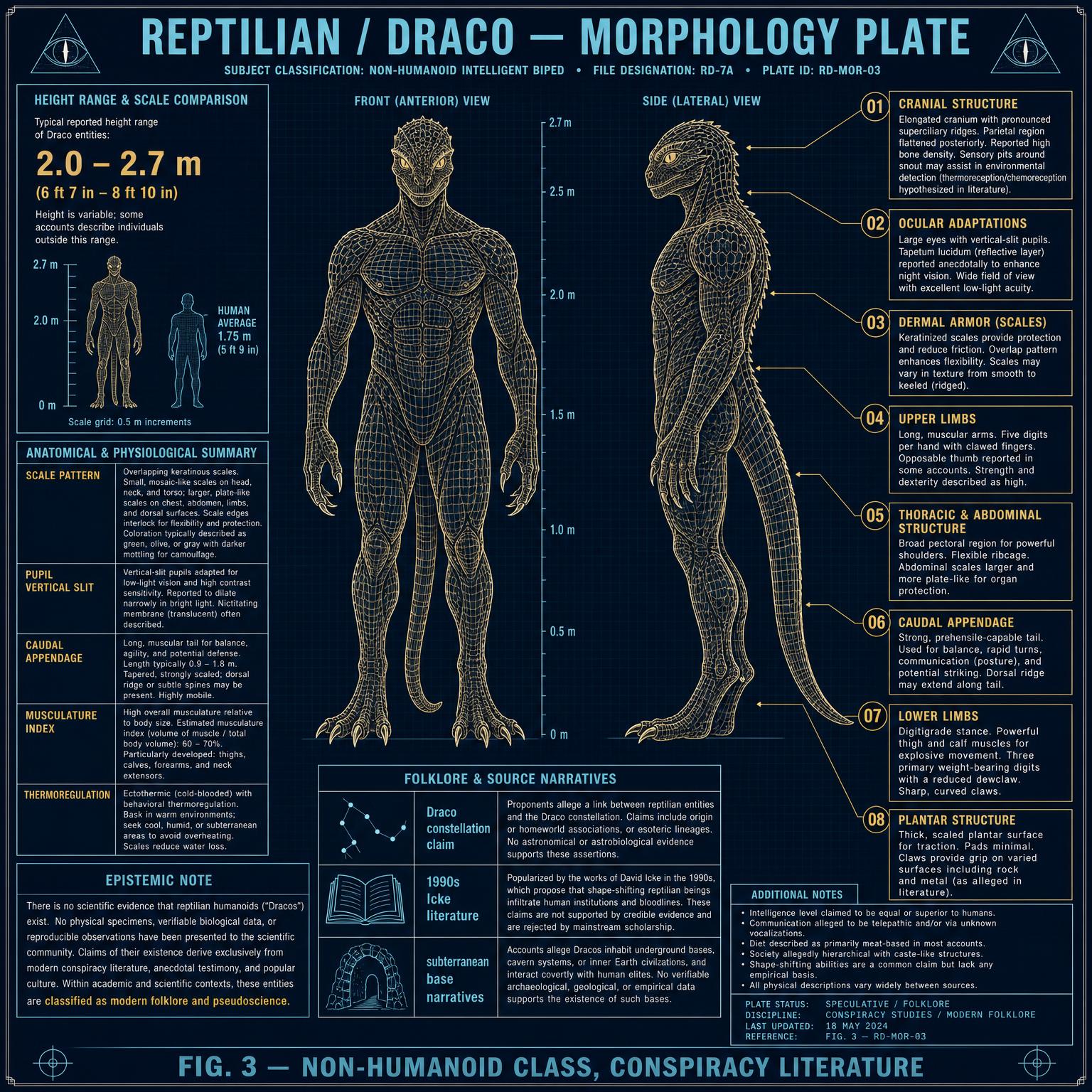爬蟲人（Reptilians / Draco）教學圖解：外型比例與特徵標註