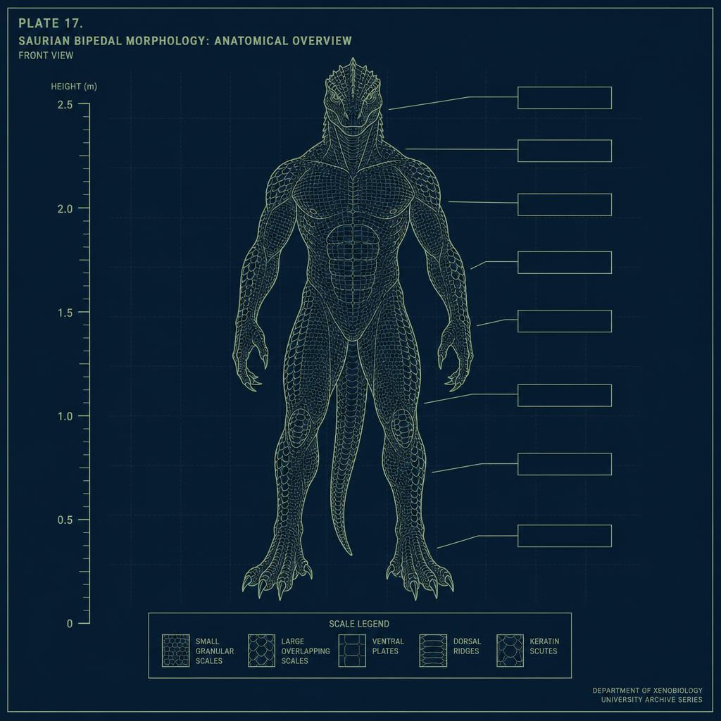 爬蟲人(Reptilians / Draco)教學圖解:外型比例與特徵標註